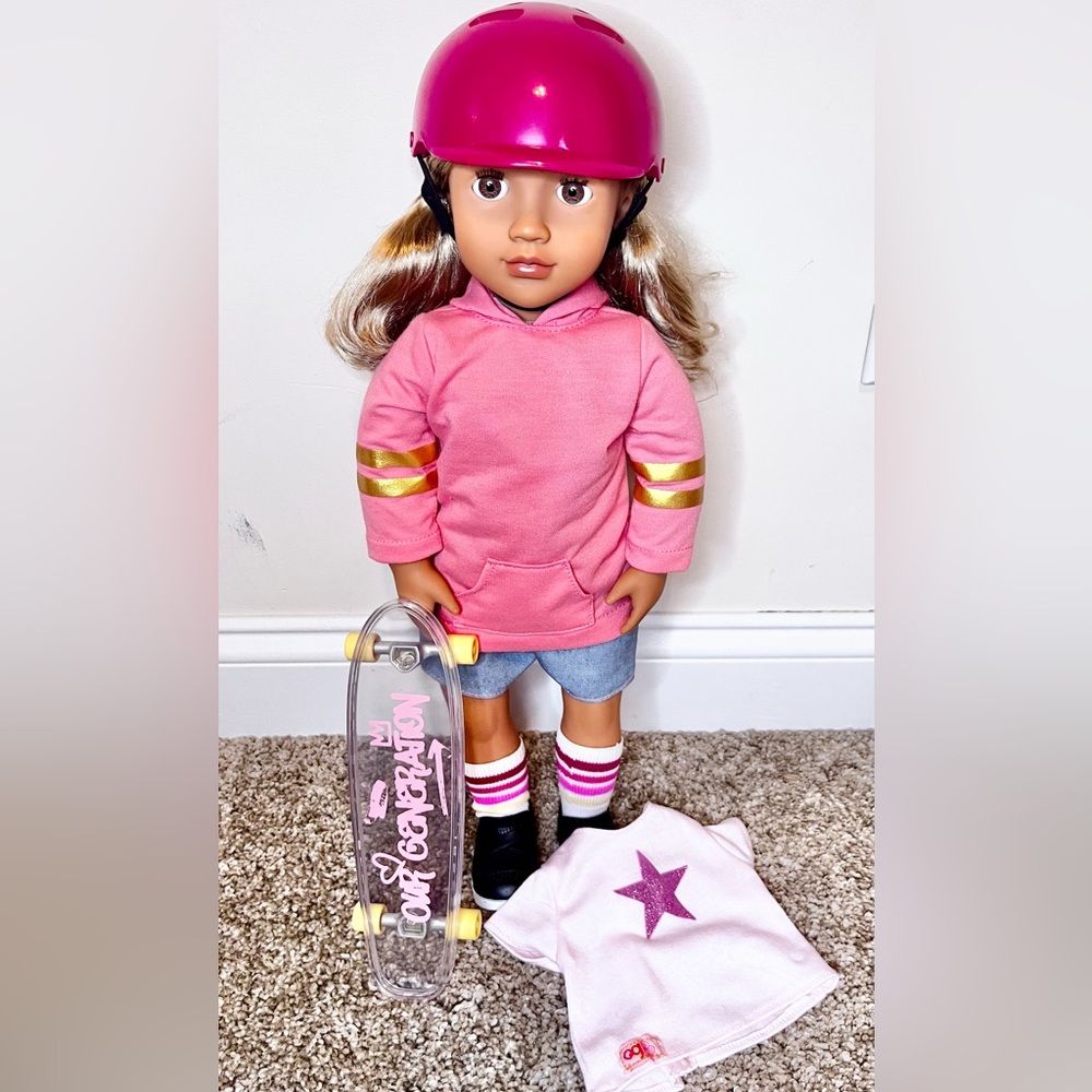 Our Generation Doll Ollie with Skateboard & Helmet